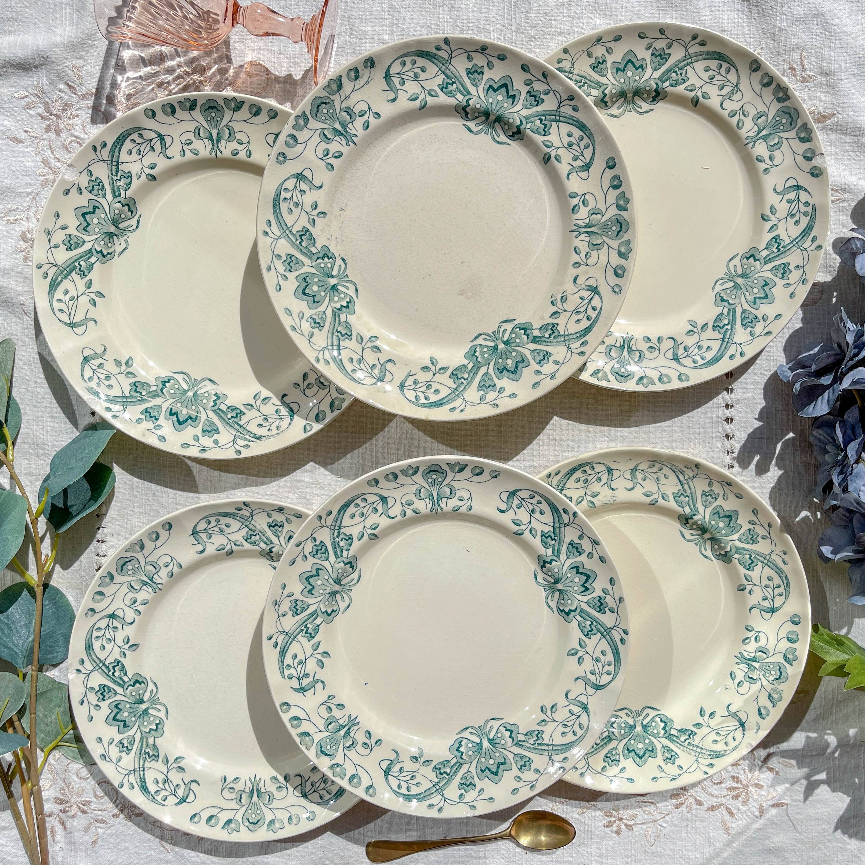 Set of 6 Small Antique Iron Earth Plates "Figuig" – Longchamp 19th Century