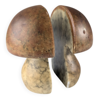 Mid-Century Alabaster Mushroom Bookends, Italy, 1960s