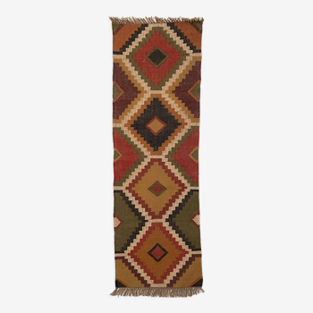 Tapis en jute runner tissé à la main kilim Dhurrie, indien, traditionnel