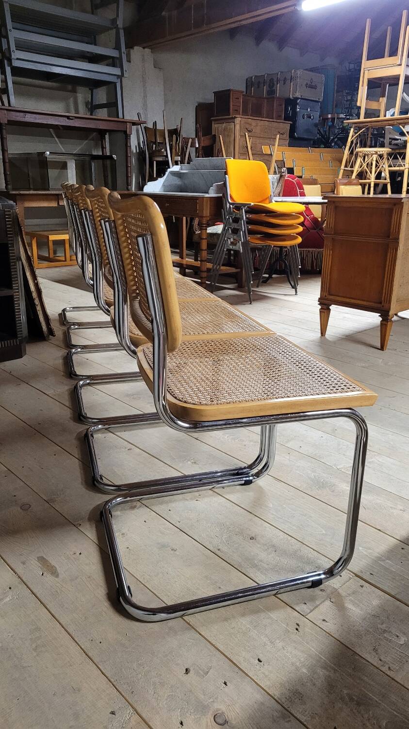 Set of 6 B32 chairs Marcel Breuer Italy design -1970s