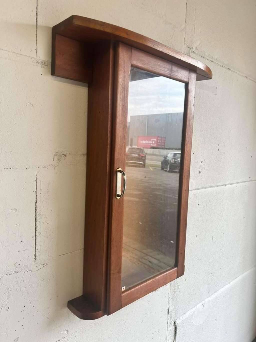 Vintage wall cabinet / mini showcase / wall cabinet: glass & wood