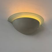 Pair of vintage half-moon wall lights, perspex and white metal, France, 1970.
