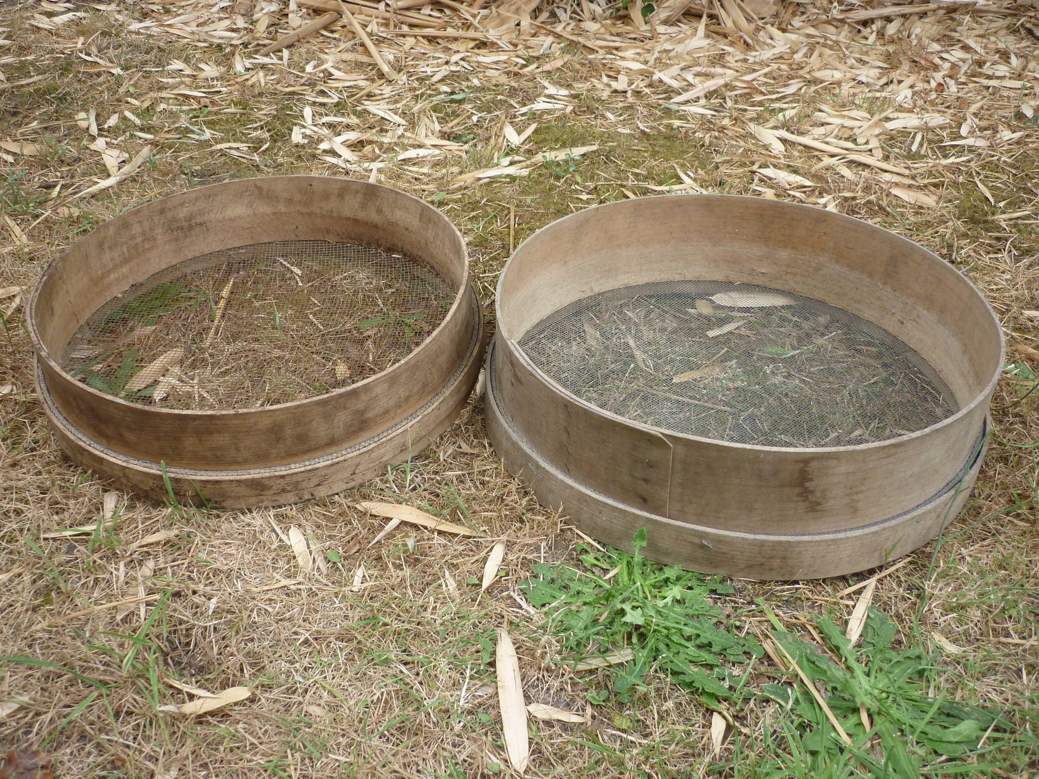 2 old wooden sieve