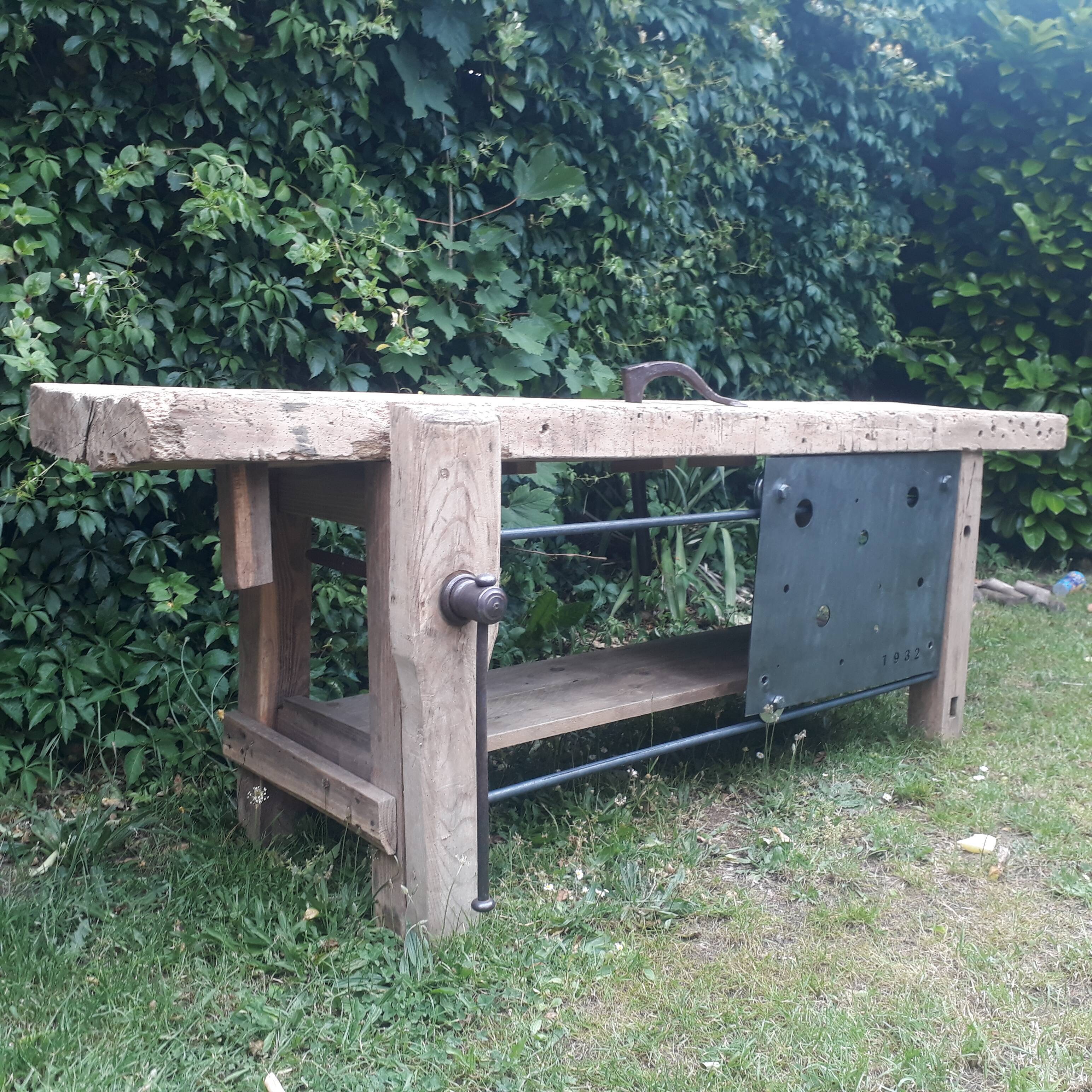 Renovated old industrial workbench