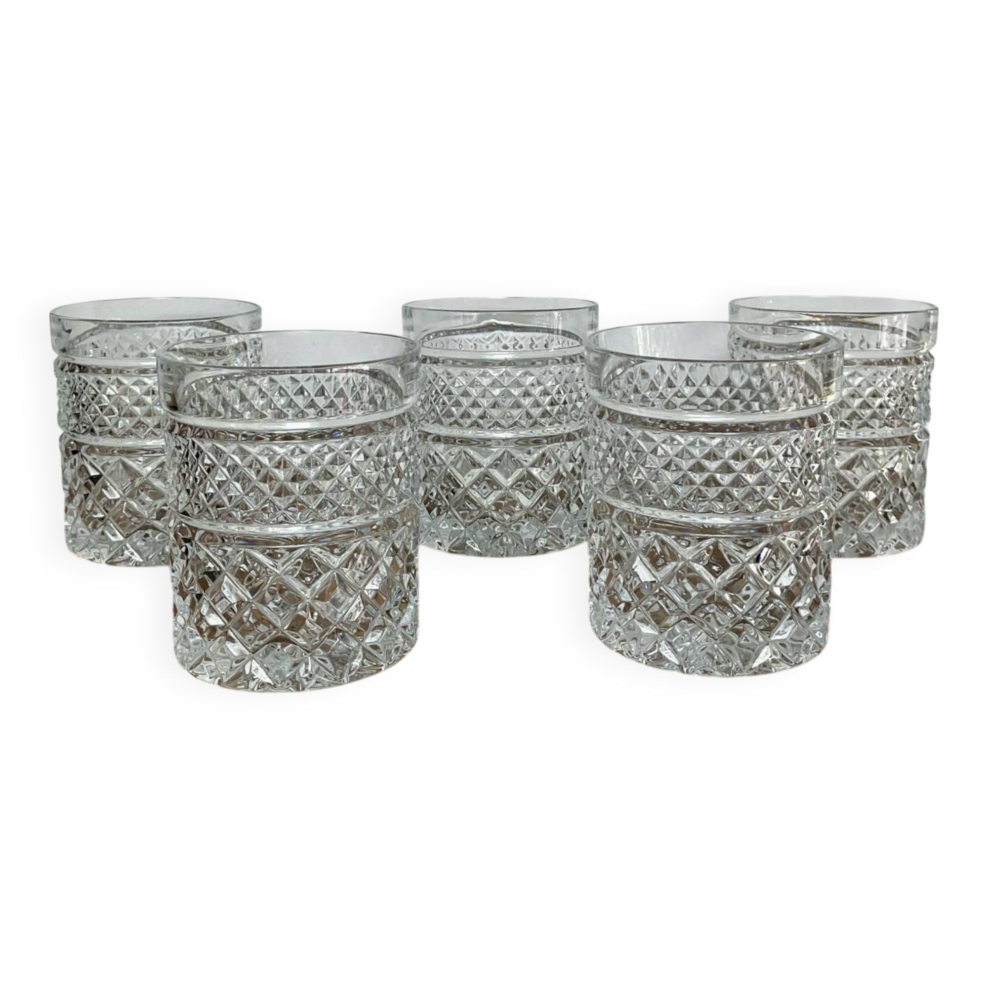5 vintage whiskey glasses