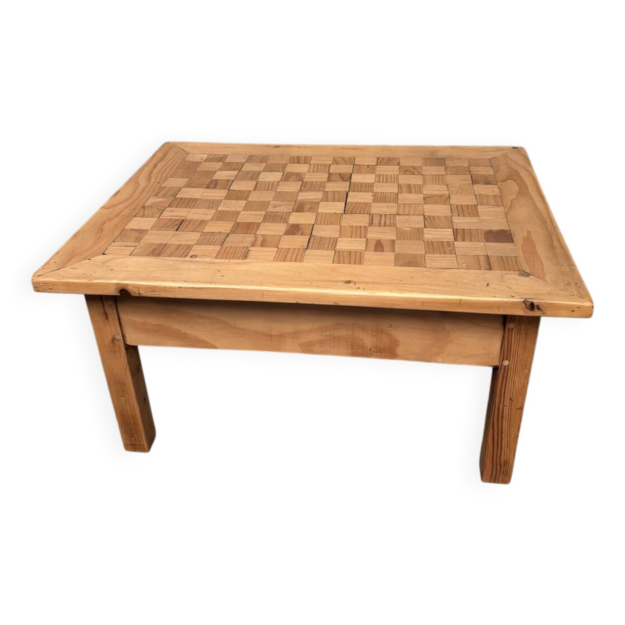 Original antique coffee table in golden blond wood