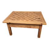 Table basse originale ancienne en bois blond doré