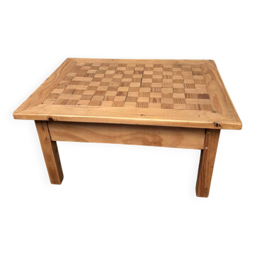 Original antique coffee table in golden blond wood