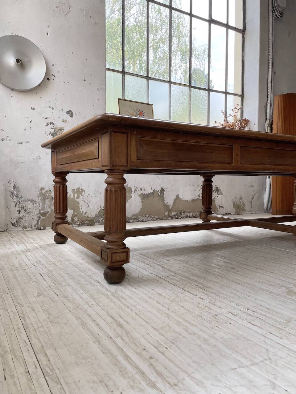 Solid walnut farmhouse castle table 1900 XXL