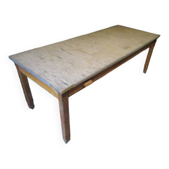 Long school table from the 1950s with white top
