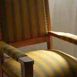 Pair of Art Deco armchairs in oak and fabric, Danish cabinetmaker, 1940s