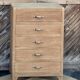 Vintage 5-drawer chest of drawers from the 1940s in raw oak.