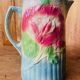 Old slip pitcher Made in France Sweet pea