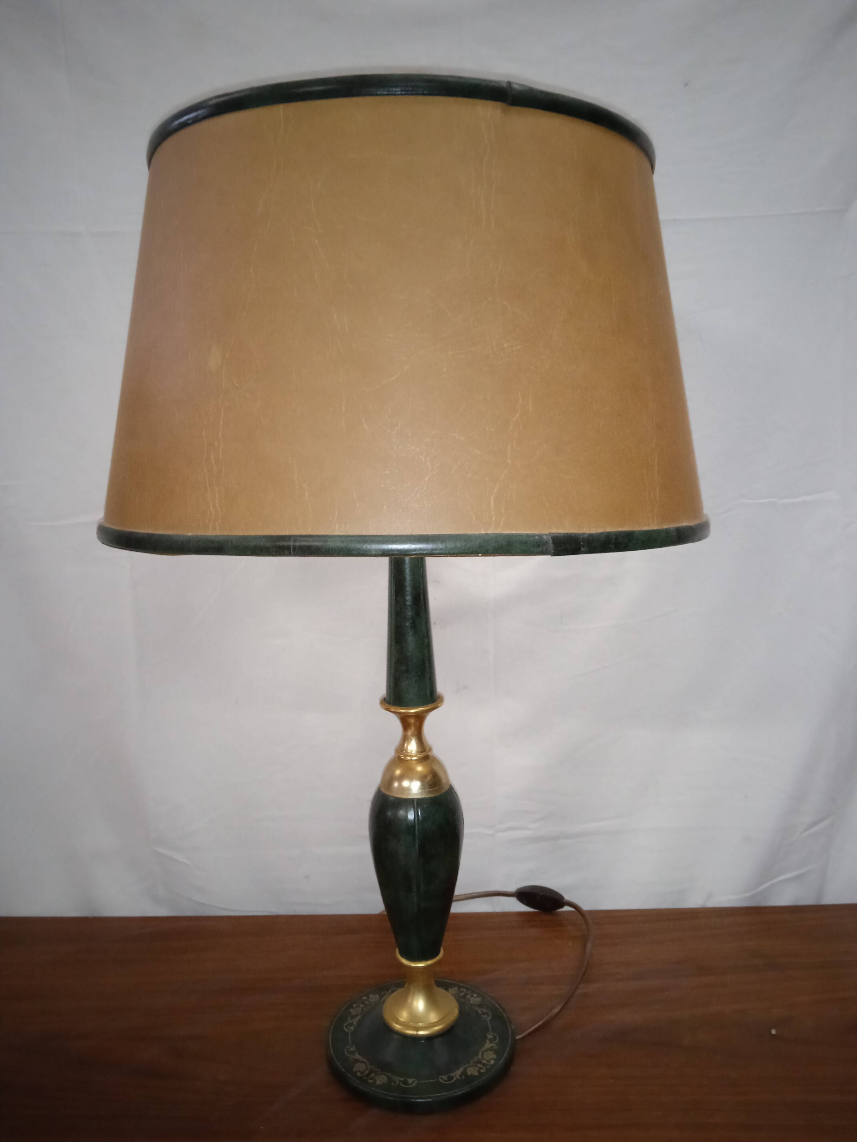 Large vintage leather desk lamp Le Tanneur