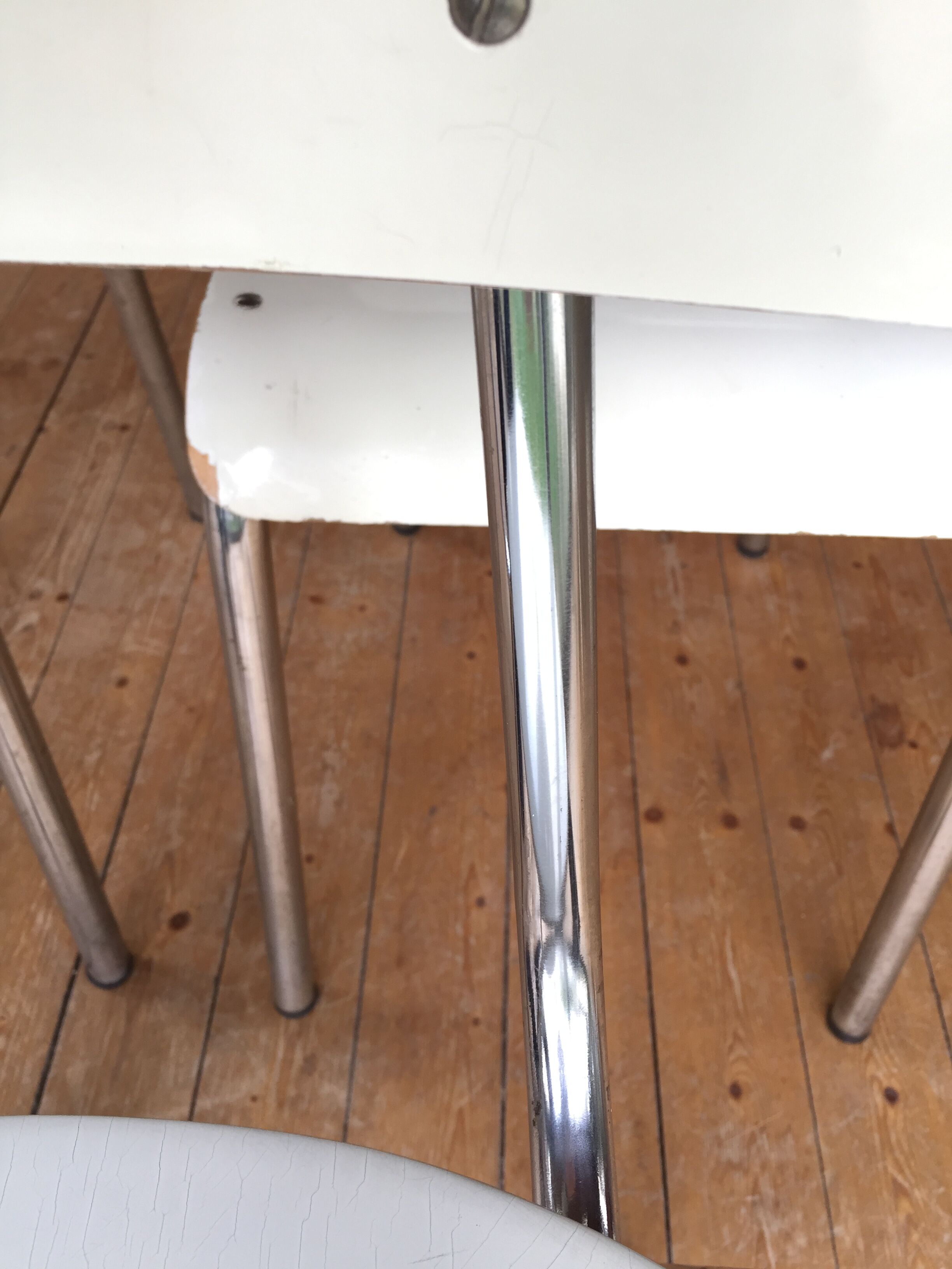 3 chrome wooden chairs