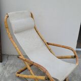 Vintage bamboo deck chair armchair 1950s Italy