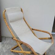 Vintage bamboo deck chair armchair 1950s Italy