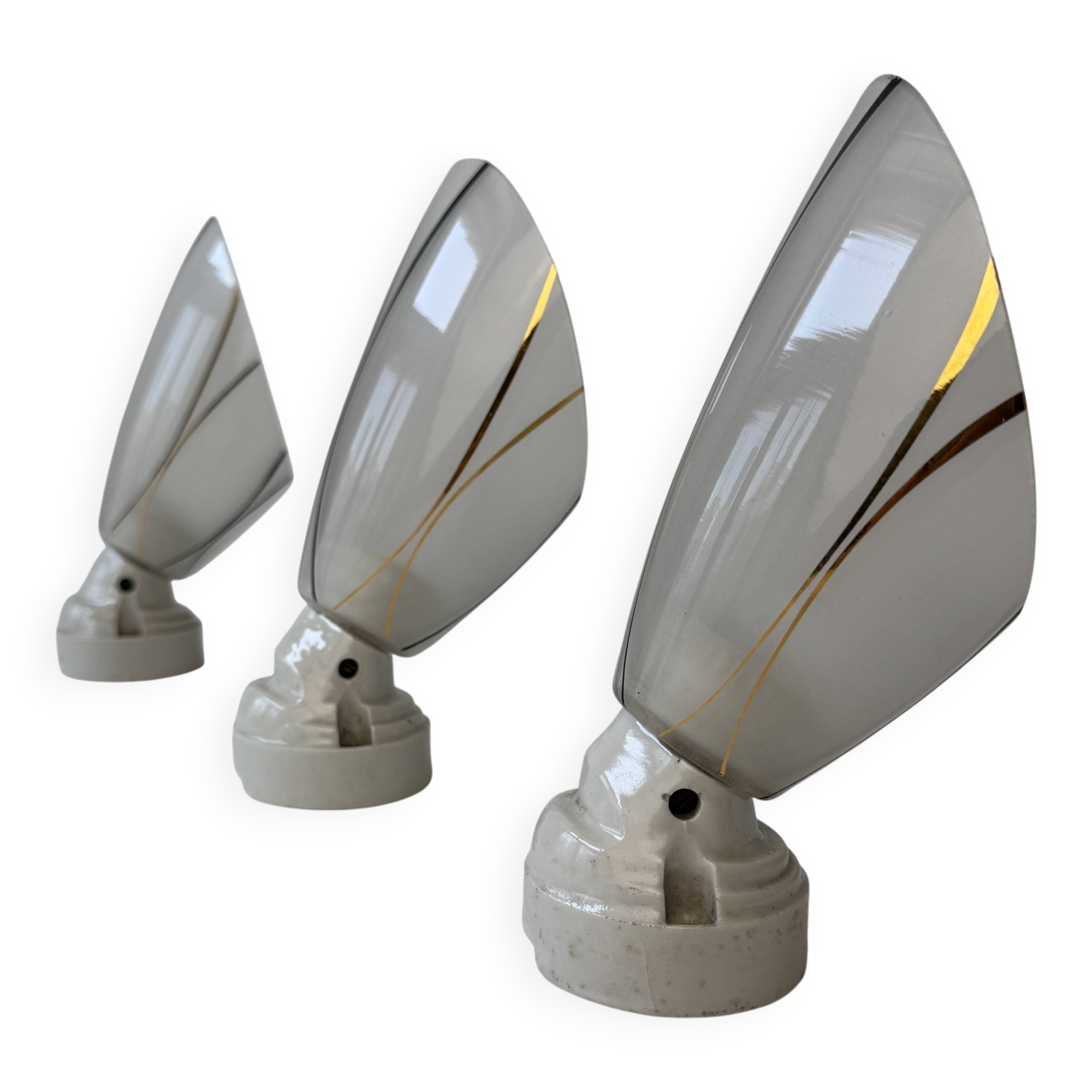 Lot of 3 old 1950 vintage slanted wall lights