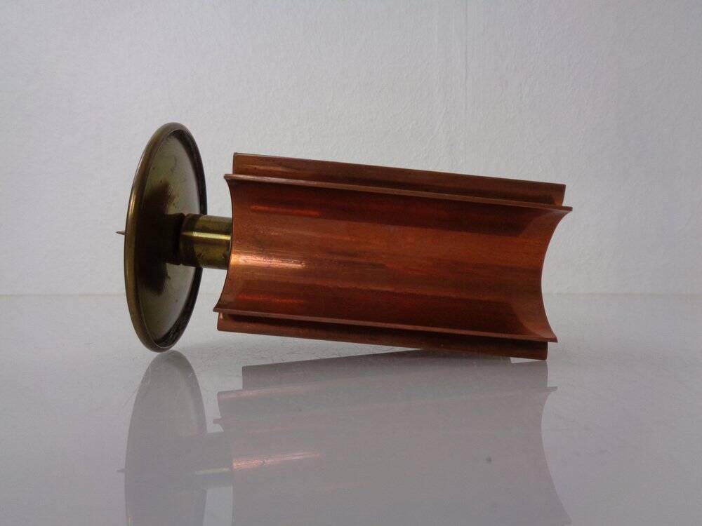 Vintage German Brutalist Candleholder in Copper and Brass, 1960s