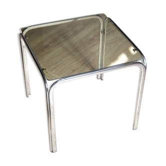 70s chrome and smoked glass side table