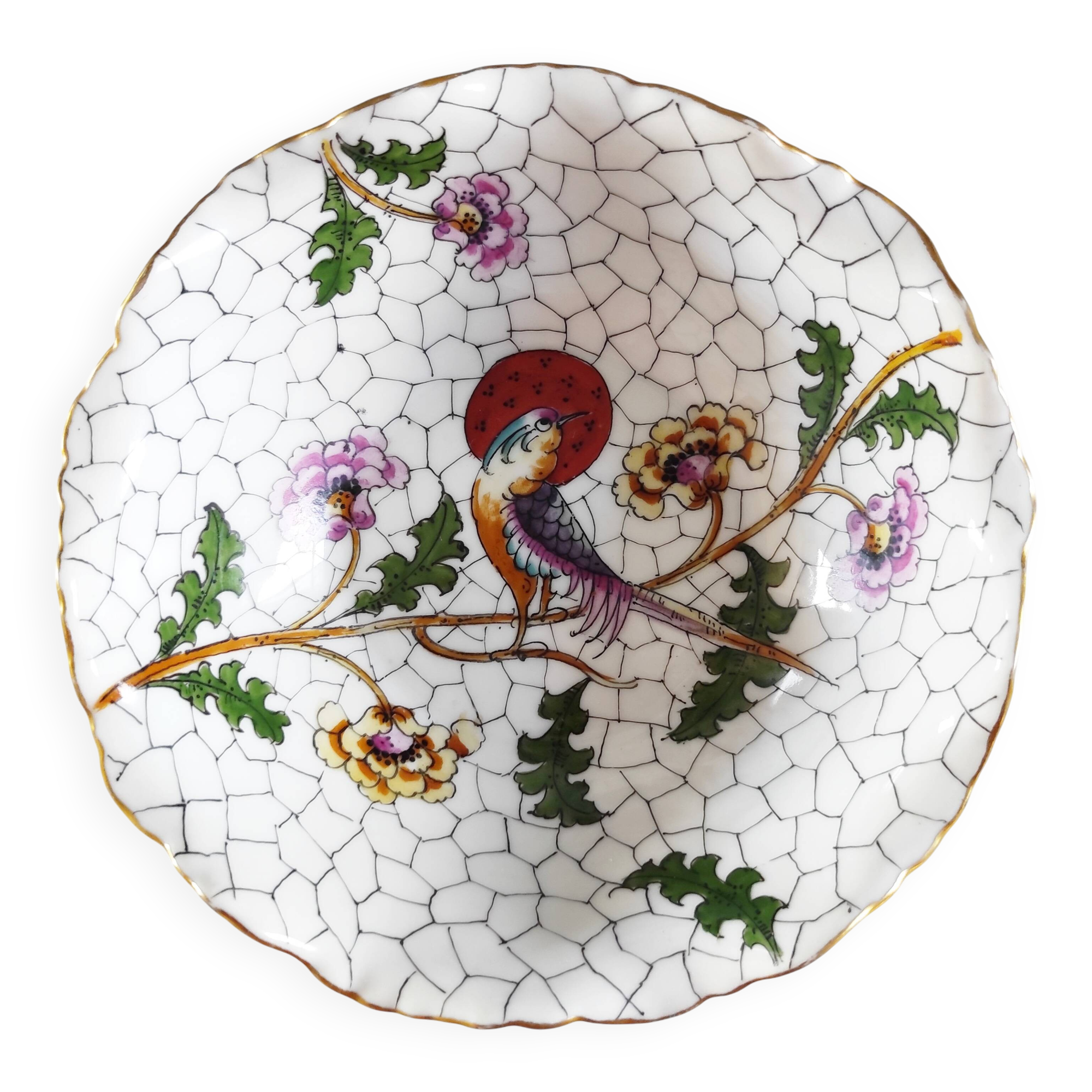 Hand-painted Limoges porcelain bird emptier