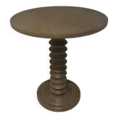 Guéridon / Table d’appoint vintage Charles Dudouyt en bois massif tour