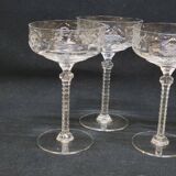 4 Libbey Rock Sharpe Crystal Champagne Coupes