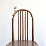 Set of 4 Luterma bistro chairs in curved wood and imitation leather, early 20th century