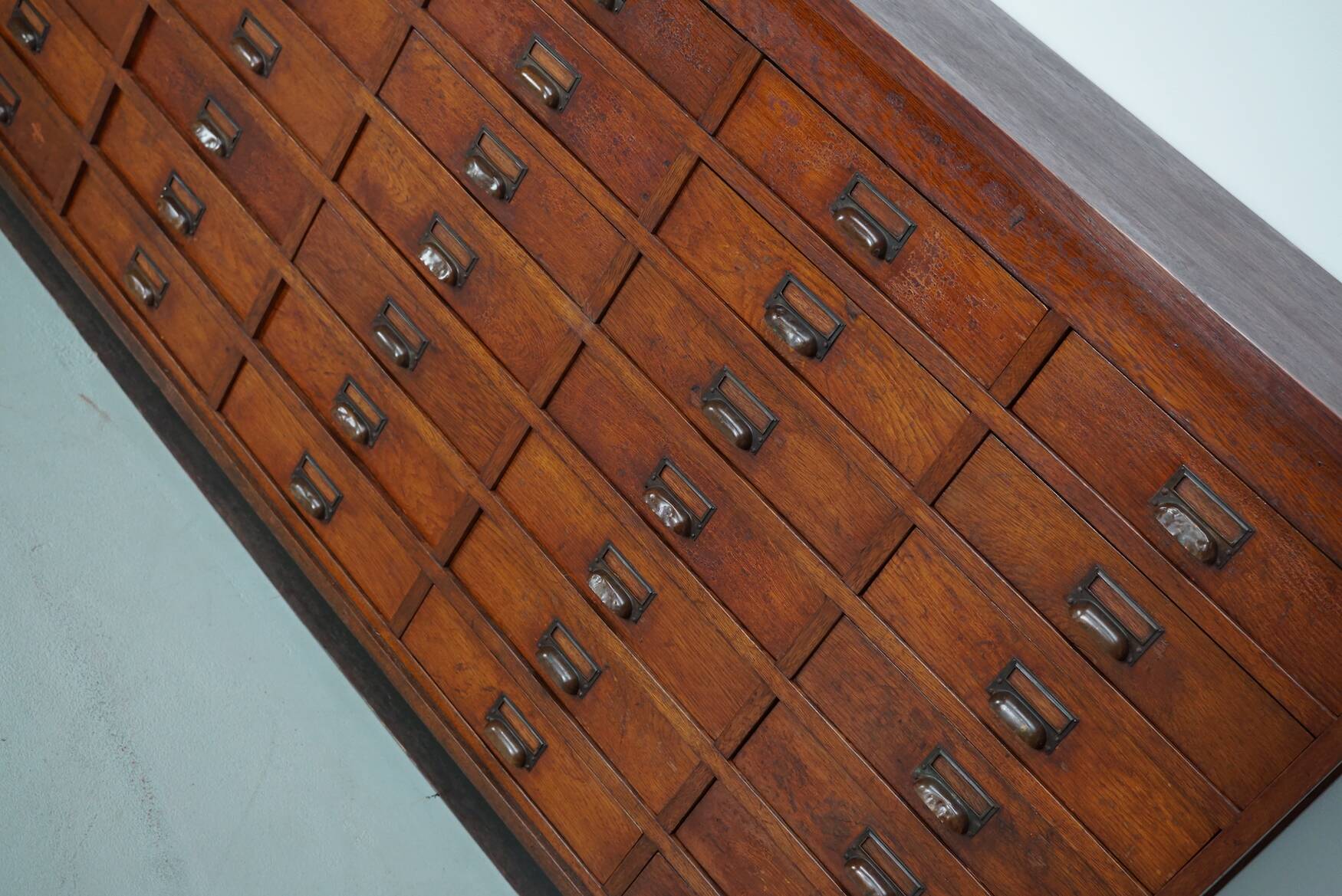 Large Dutch oak apothecary / filing cabinet or sideboard, 1930s