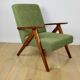 Vintage armchair B-310 VAR green boucle dark structural wood 1970s