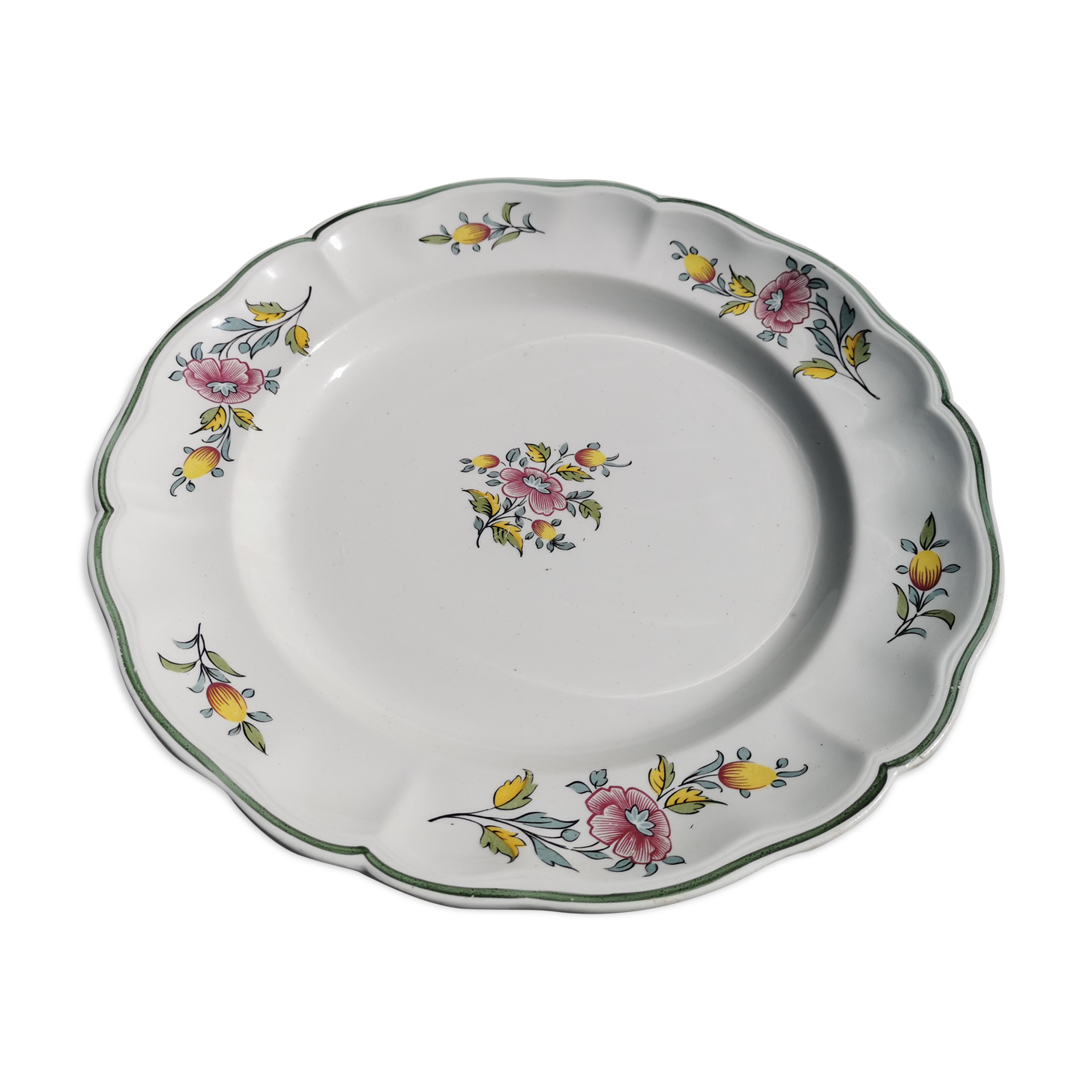 Half porcelain dish of Lunéville, Keller and Guérin, floral decoration.