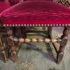 Suite of 8 Louis XIII style chairs oak and red velvet