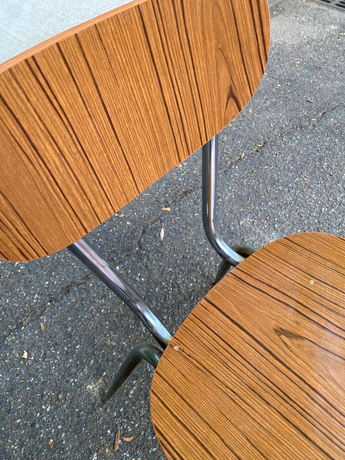 Vintage Chair 60s/70s Formica Wood Pattern & Chrome Legs