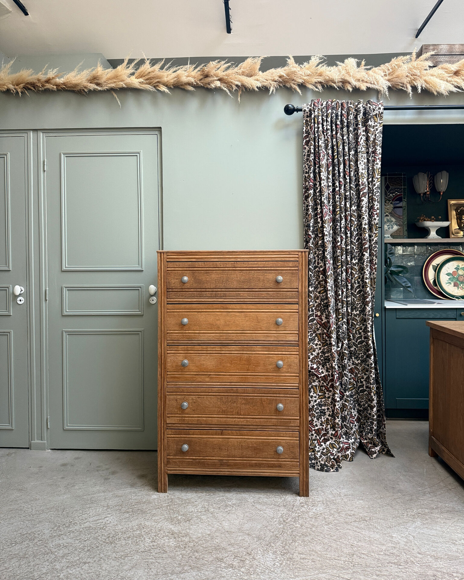 Large Art Deco oak chest of drawers (renovated)