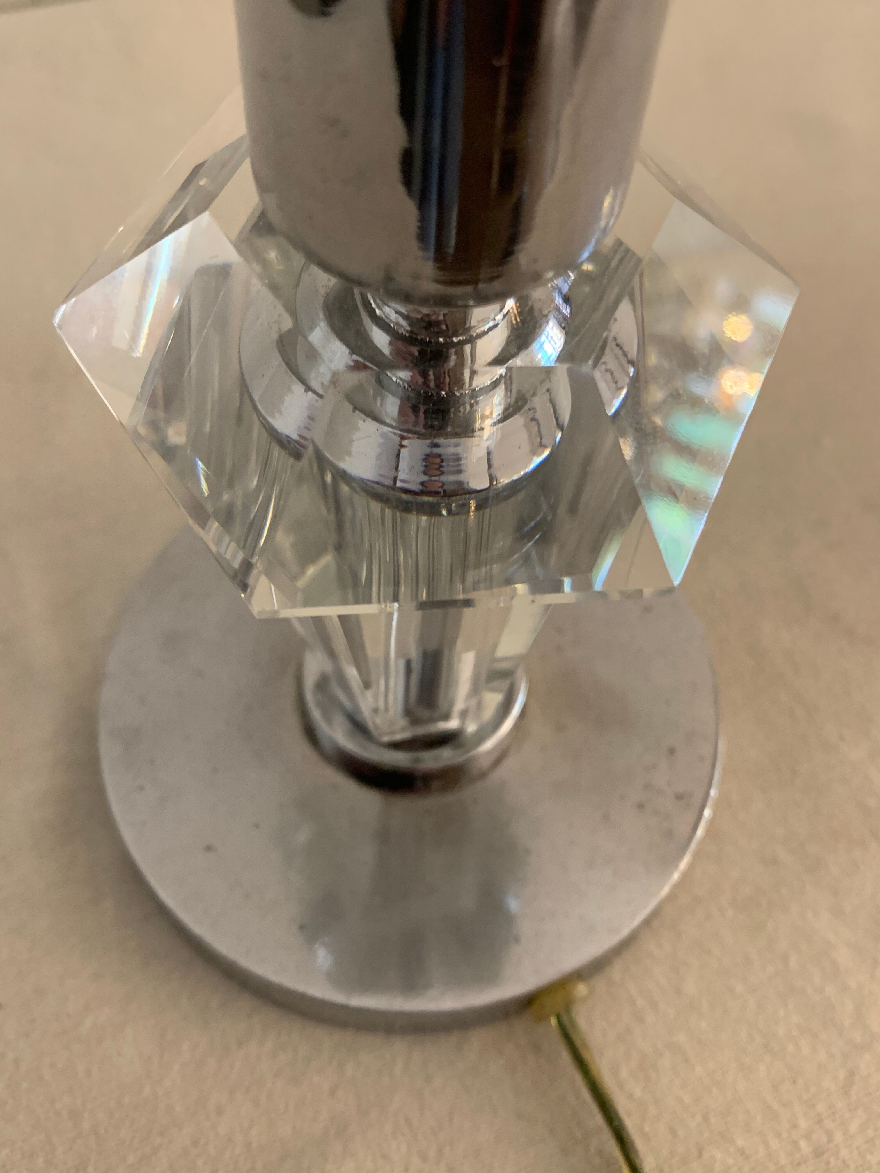 Hexagonal glass table lamp foot 1940 G. Humbert