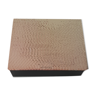 Christofle box in hammered silver metal and wood