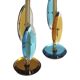 Pair of contemporary Murano glass lamps with a brass structure, made in Italy.