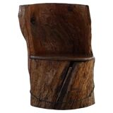 Chair made from hand-carved pine with storage, modern Swedish style, wabi-sabi, 1900s.