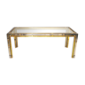 Chrome & brass glass table hollywood regency