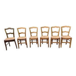 6 chaises paillées anciennes