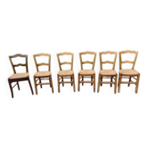 6 antique rush chairs
