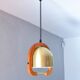 Mid Century Italian Modern Brass and Oak adjustable height Chandelier 70s