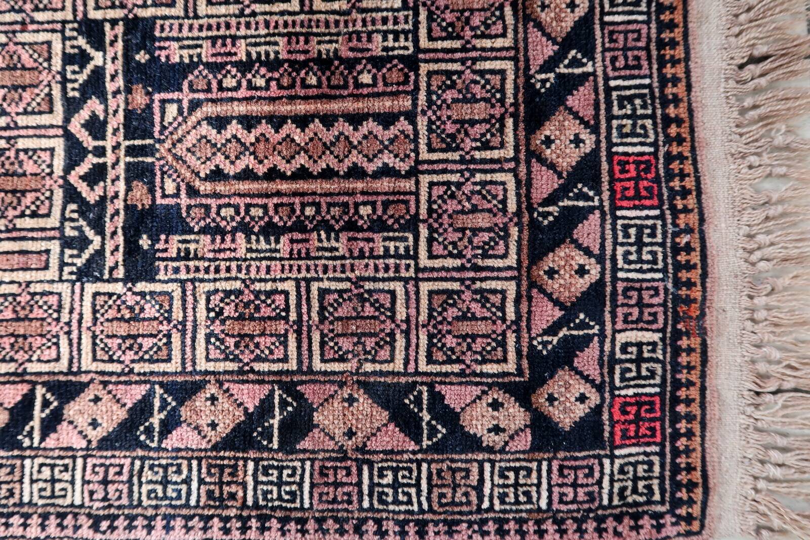 Tapis vintage fait main Baloutche 50x84 cm en laine - 1C1044