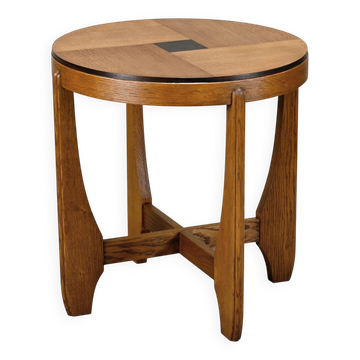 Table d'appoint Art Déco moderniste de l'école d'Amsterdam en chêne