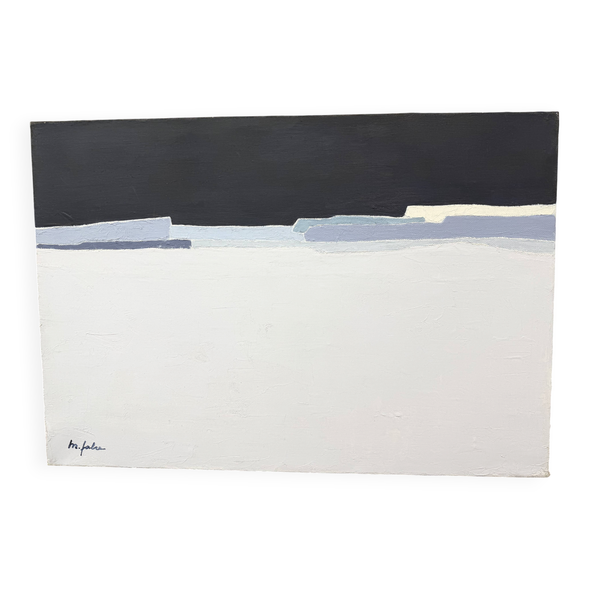 Abstract minimalist table – contemporary landscape – oil on canvas signed