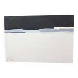 Abstract minimalist table – contemporary landscape – oil on canvas signed