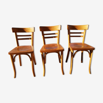 Series of 3 chairs bistrot bauhmann - vintage