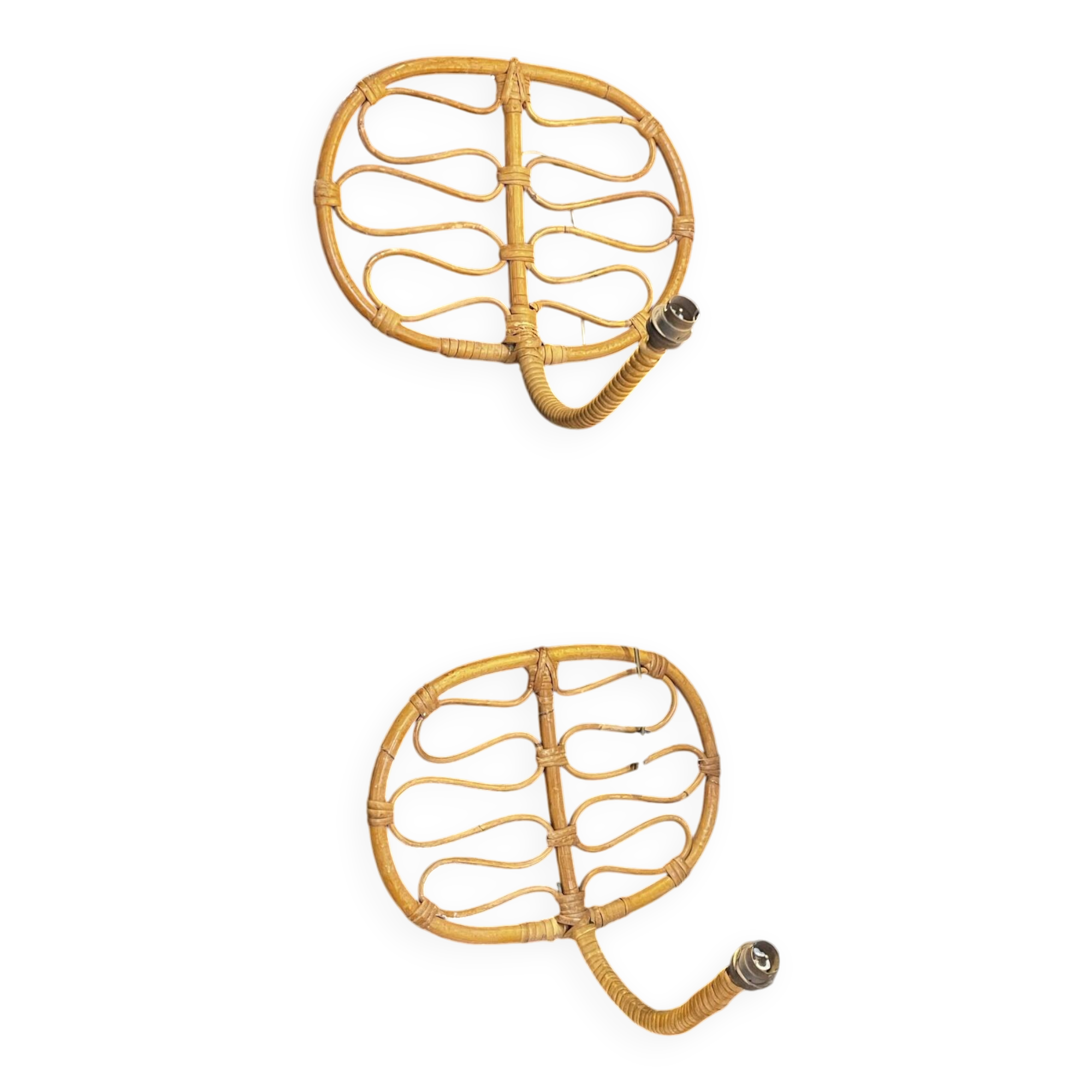 Pair of rattan wall lights