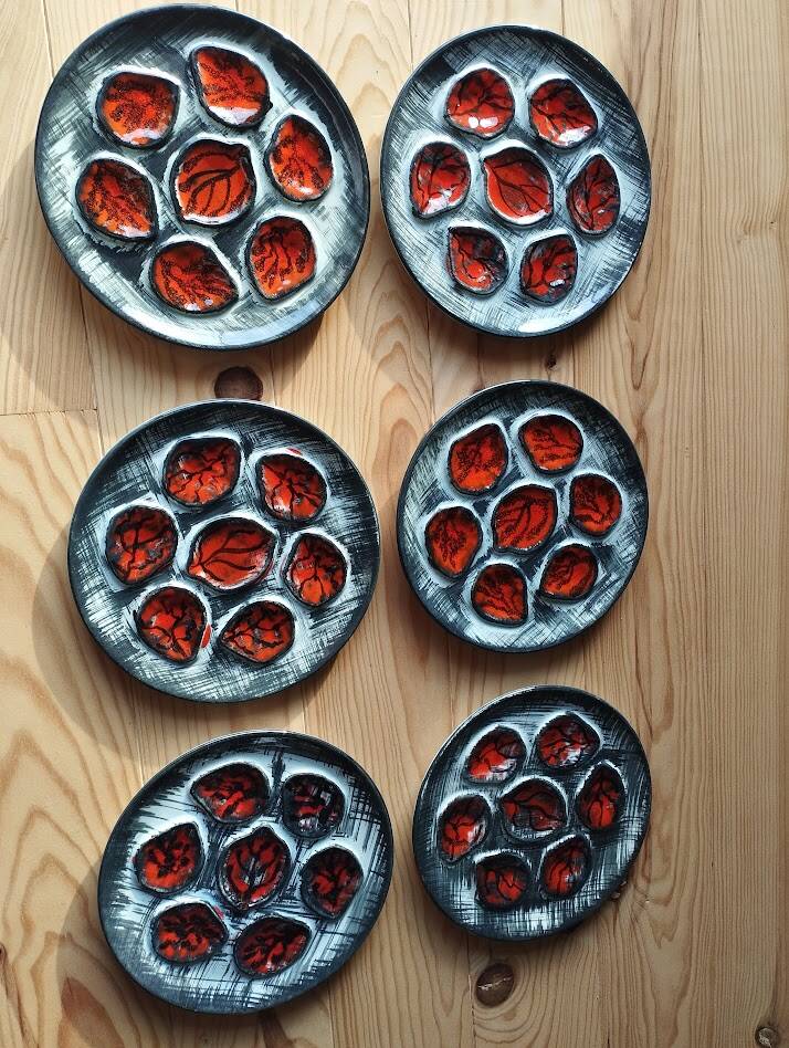Ensemble de 6 assiettes à huitres
