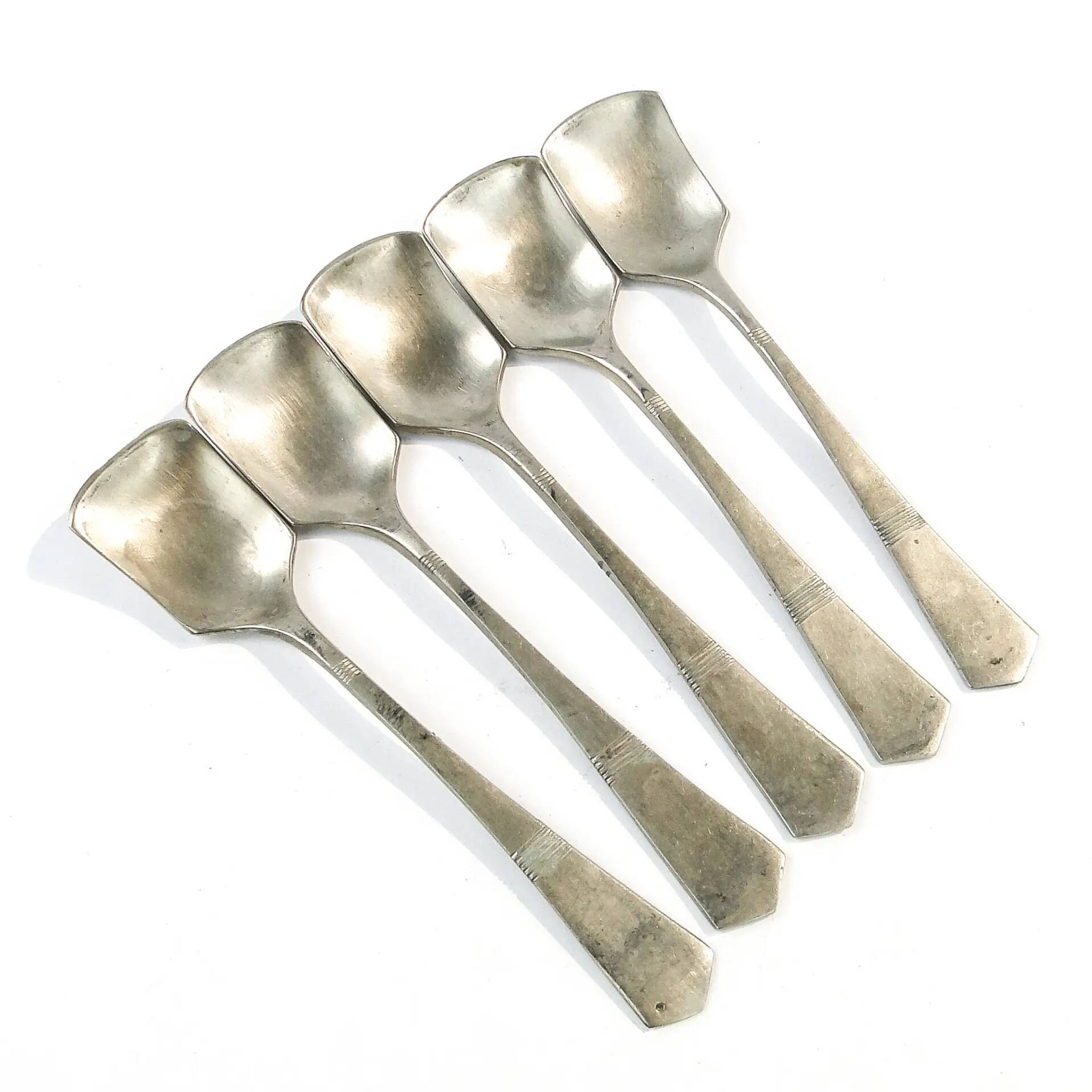 Set of 5 ice cream spoons, silver-plated white metal, Germany, 1930s